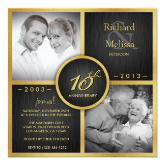 Elegant Black and Gold 10th Wedding Anniversary Card