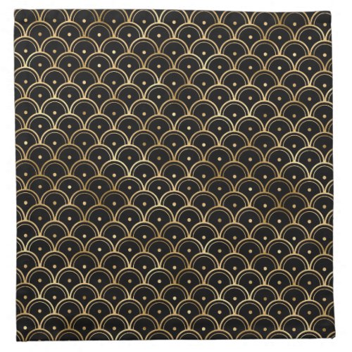 Elegant Black and Gold 1920s Art Deco Vintage Cloth Napkin