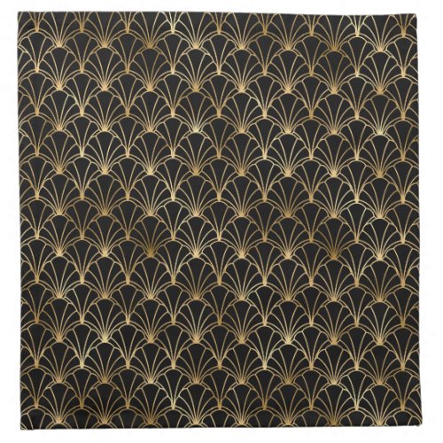 Elegant Black and Gold 1920s Art Deco Vintage Cloth Napkin