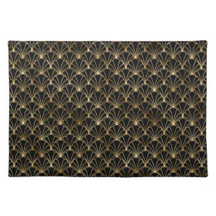 Elegant Black and Gold 1920s Art Deco Vintage Cloth Placemat