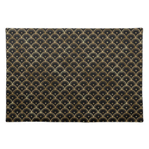 Elegant Black and Gold 1920s Art Deco Vintage Cloth Placemat