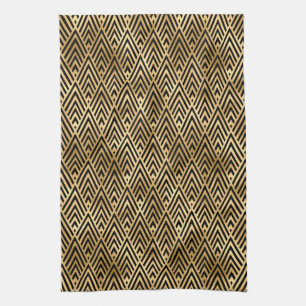 Elegant Black and Gold 1920s Art Deco Vintage Kitchen Towel