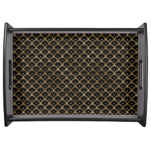 Elegant Black and Gold 1920s Art Deco Vintage Serving Tray