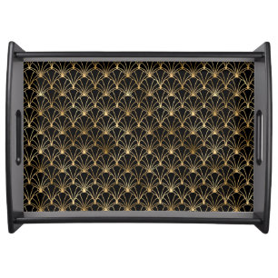 Elegant Black and Gold 1920s Art Deco Vintage Serving Tray
