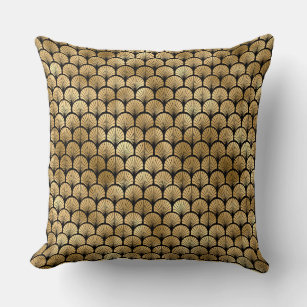 Elegant Black and Gold 1920s Art Deco Vintage Throw Pillow