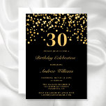 Elegant Black And Gold 30th Birthday Invitation<br><div class="desc">Elegant Black And Gold 30th Birthday Invitation</div>