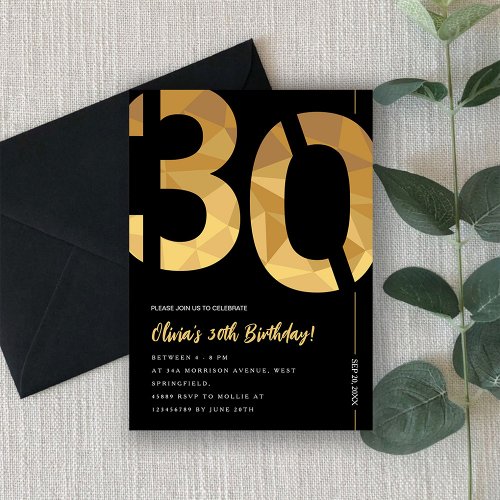 Elegant black and gold 30th Birthday Party