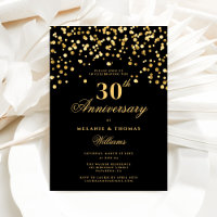 Elegant Black And Gold 30th Wedding Anniversary