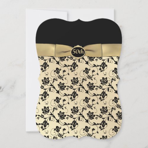 Elegant Black and Gold 50th Anniversary Invitation