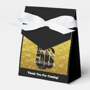 Elegant Black and Gold 50th Any Age Birthday Favor Boxes