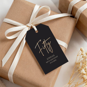 Elegant Black and Gold 50th Birthday Party Gift Tags