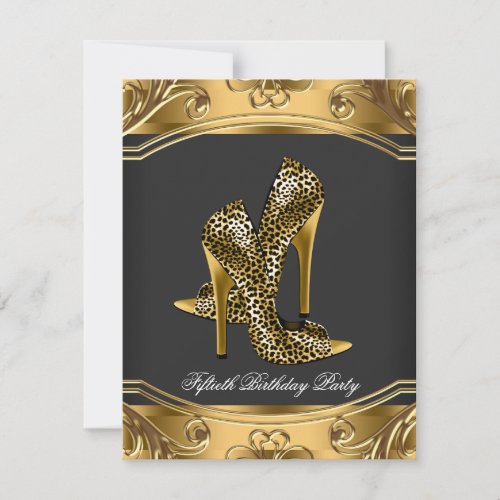 Elegant Black and Gold 50th Birthday Party Invitation