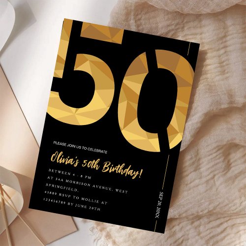 Elegant black and gold 50th Birthday Party
