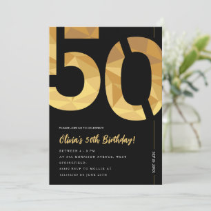 Elegant black and gold 50th Birthday Party Invitation