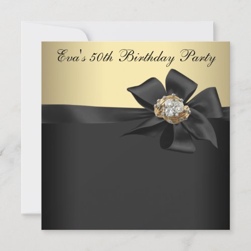 Elegant Black and Gold 50th Birthday Party Invites