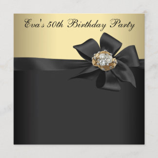 Elegant Black and Gold 50th Birthday Party Invitation