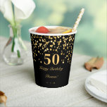 Elegant Black And Gold 50th Birthday Party  Paper Cups<br><div class="desc">Step into a world of refined celebration with our "Elegant Black And Gold 50th Birthday Party Paper Cups." Elevate your milestone event with these meticulously crafted cups, designed to exude sophistication and style. Drenched in a timeless black and gold palette, these cups are a testament to opulence and grace. The...</div>