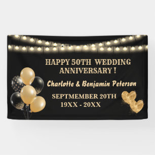 Elegant Black and Gold 50th Wedding Anniversary  Banner