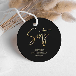 Elegant Black and Gold 60th Birthday Party Favor Tags