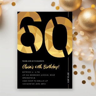 Elegant black and gold 60th Birthday Party Invitation