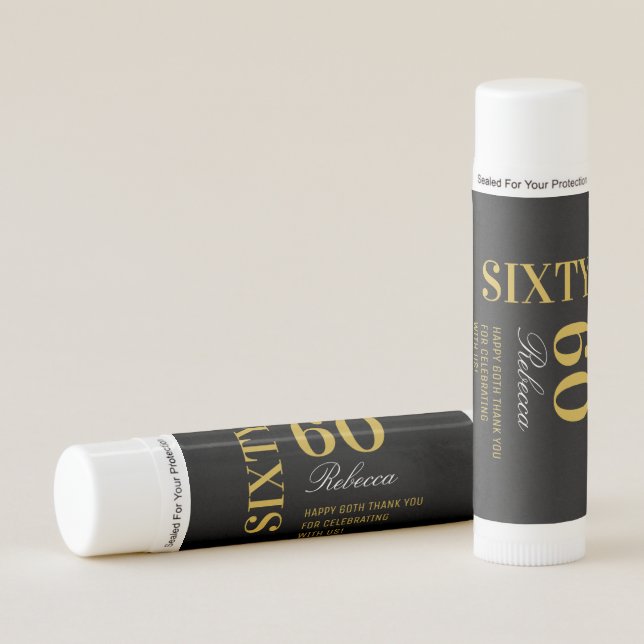 Elegant Black and Gold 60th Birthday Party  Lip Balm (Front)