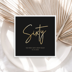 Elegant Black and Gold 60th Birthday Party Napkins