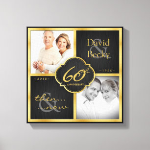 Elegant Black and Gold 60th wedding anniversary Canvas Print