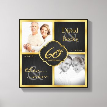 Elegant Black And Gold 60th Wedding Anniversary Canvas Print by weddingsNthings at Zazzle