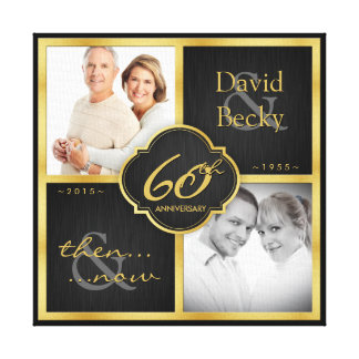 Elegant Black and Gold 60th wedding anniversary Canvas Print