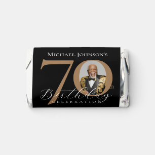 Elegant Black and Gold 70th Birthday Hershey's Miniatures