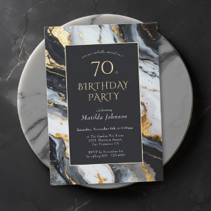 Elegant Black and Gold 70th Birthday Invitation