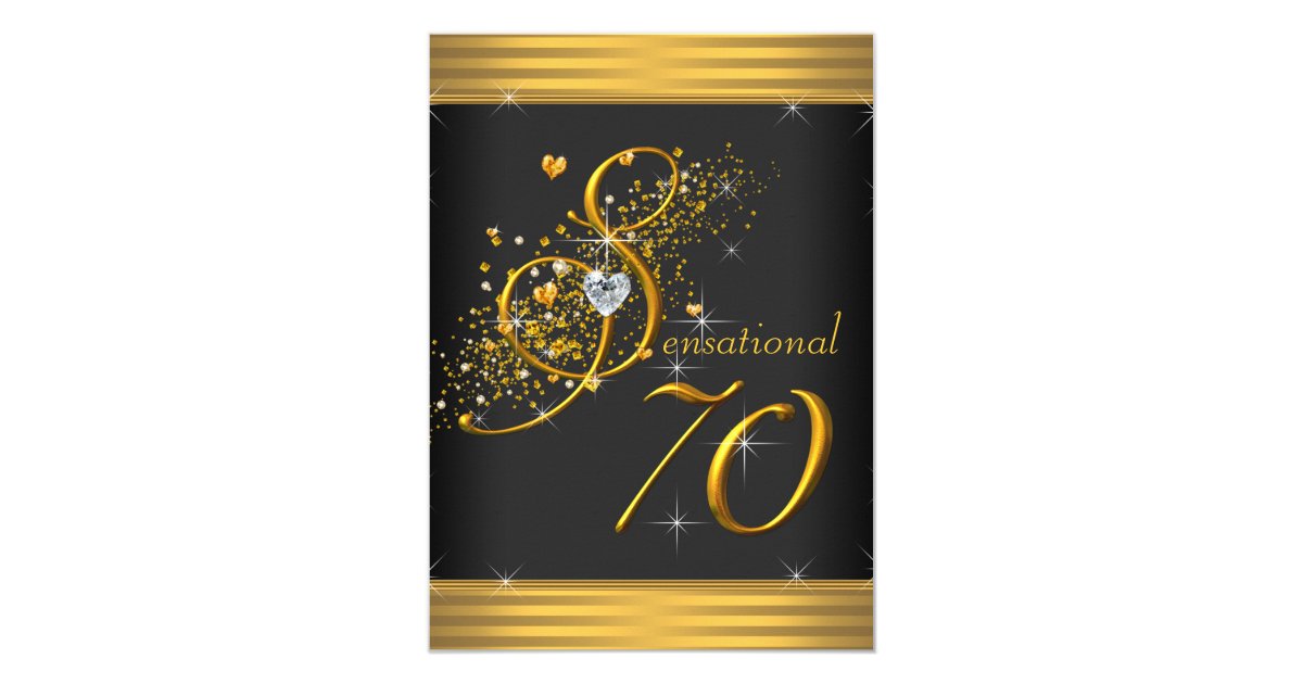 Elegant Black and Gold 70th Birthday Party Invitation | Zazzle.com