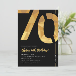 Elegant black and gold 70th Birthday Party Invitation