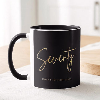 Elegant Black and Gold 70th Birthday Party Mug