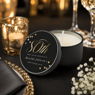 Elegant Black and Gold 80th Birthday Mini Candle Favors