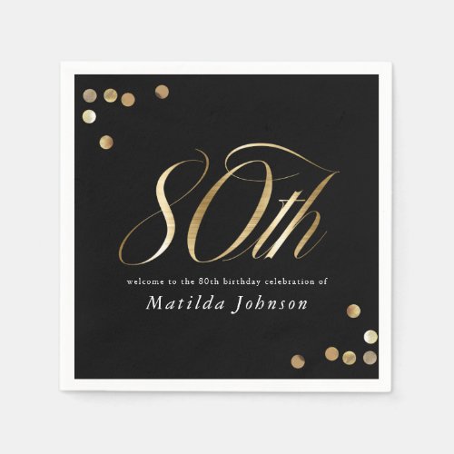 Elegant Black and Gold 80th Birthday Party