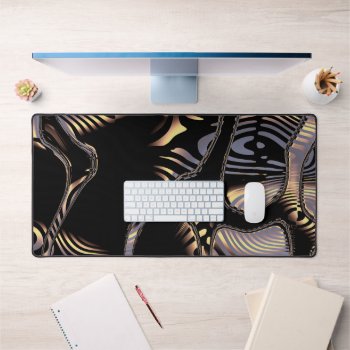 Elegant Black And Gold Abstract Desk Mat by Gingezel at Zazzle