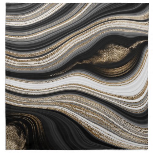 Elegant black and gold agate  cloth napkin