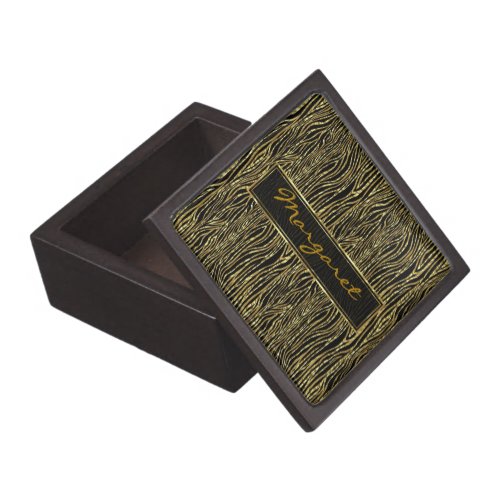 Elegant Black And Gold Animal Print Zebra Stripes Gift Box