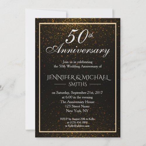 Elegant Black and Gold Anniversary Invite