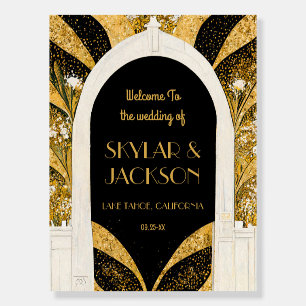 Elegant Black and Gold Art Deco Archway Wedding Foam Board