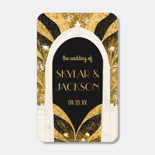 Elegant Black And Gold Art Deco Archway Wedding Matchboxes | Zazzle