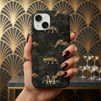 Elegant Black and Gold Art Deco Leopard 