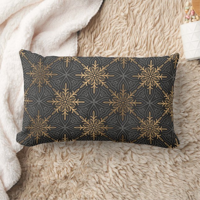 Elegant black and gold art deco pattern  lumbar pi lumbar pillow (Blanket)