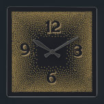 Elegant black and gold Art  Deco Square Wall Clock<br><div class="desc">Great clock design. You will love it like others. Be free to use this design for other product or to customize and add your text. Follow me for more. Thank you. Have a nice day.</div>