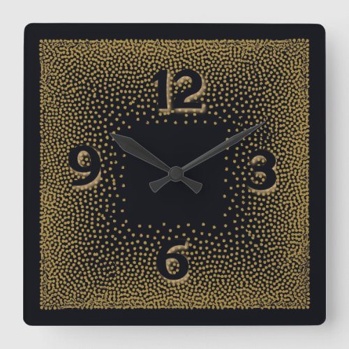 Elegant black and gold Art  Deco Square Wall Clock
