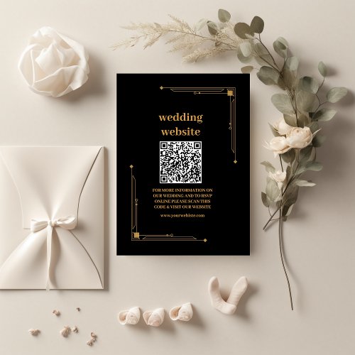 Elegant Black and Gold Art Deco  Wedding Enclosure Card