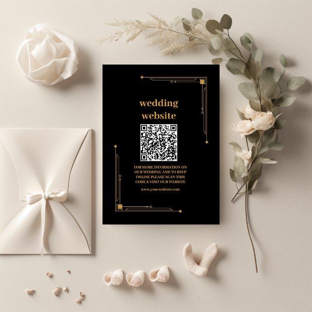 Elegant Black and Gold Art Deco  Wedding Enclosure Card (Creator Uploaded)