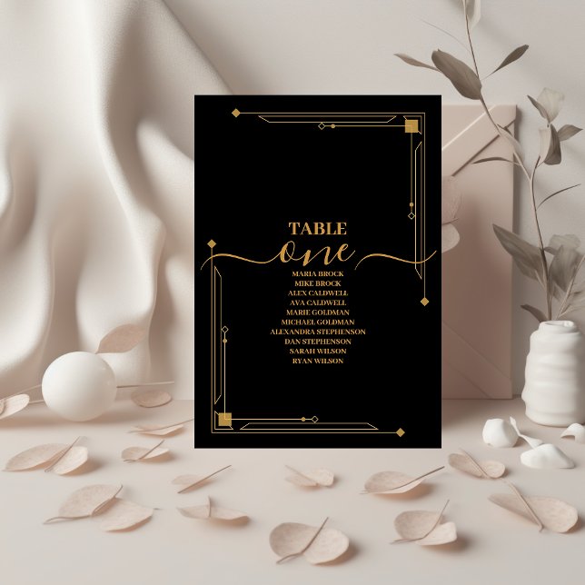 Elegant Black and Gold Art Deco  Wedding Table Number (Creator Uploaded)