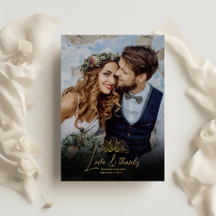 Elegant Black and Gold Art Deco Wedding Thank You Card